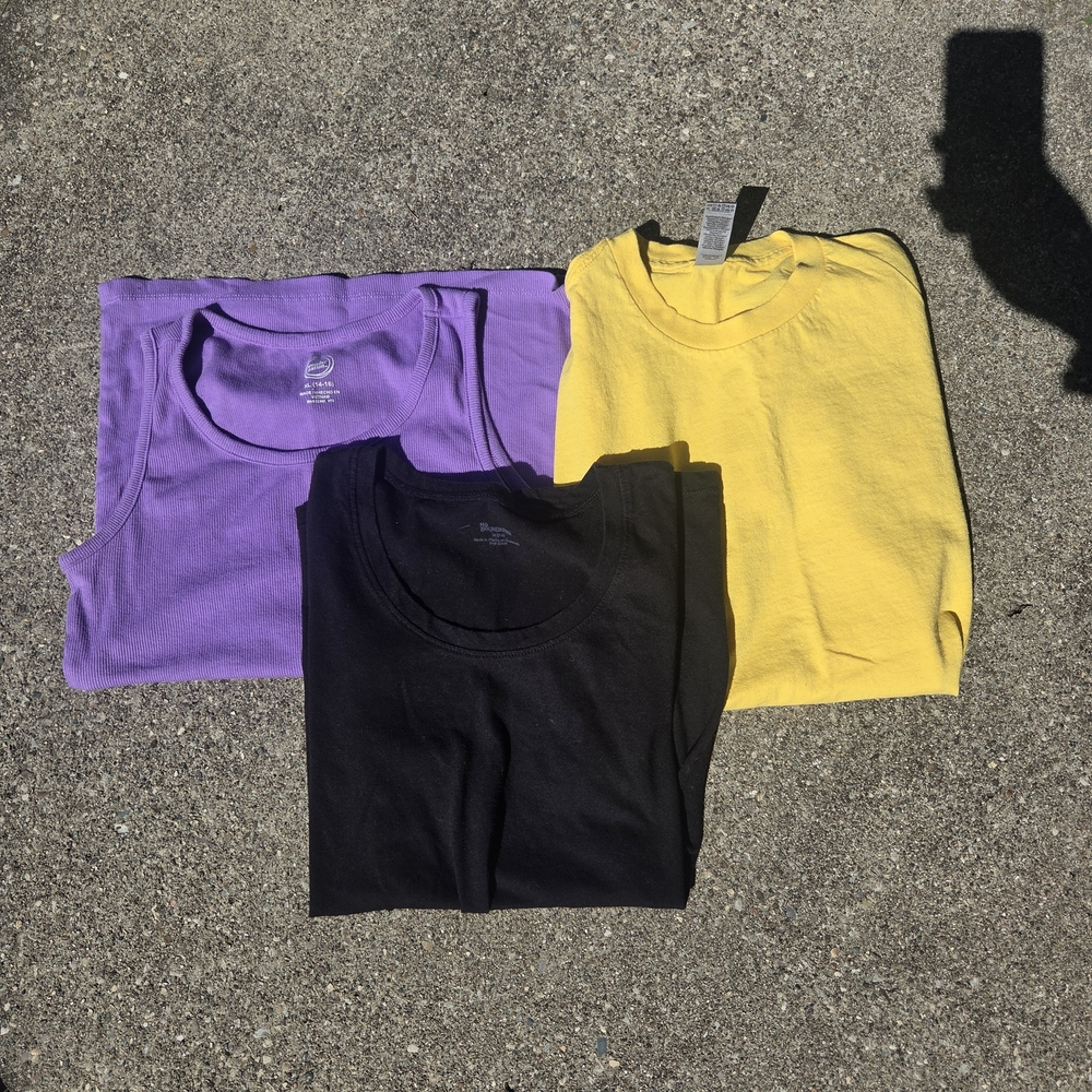 Colorful T-shirt Multi Pack | Purple, Yellow, and Black T-Shirts (Sizes S/14-16)